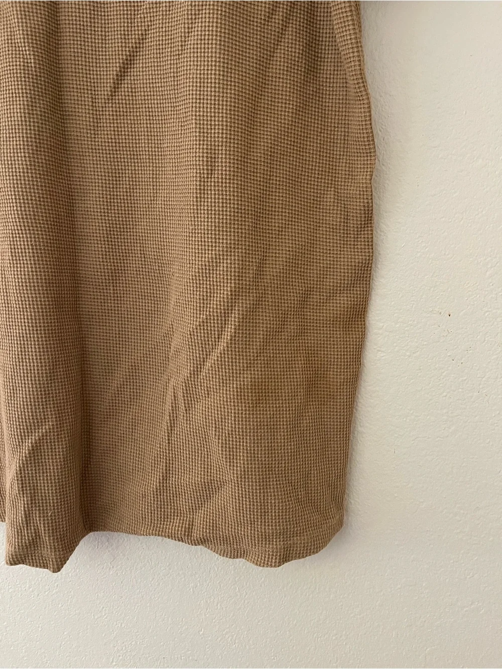 Kids Tan Waffle Henley One-Piece Bodysuit